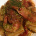 Paccheri from Gragnano with red shrimps (Mazzara del Vallo) and pistachio from Bronte